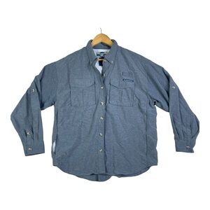 Exofficio Shirt Women Size XL Gray Button Long Sleeve Roll Tab Vented Outdoor
